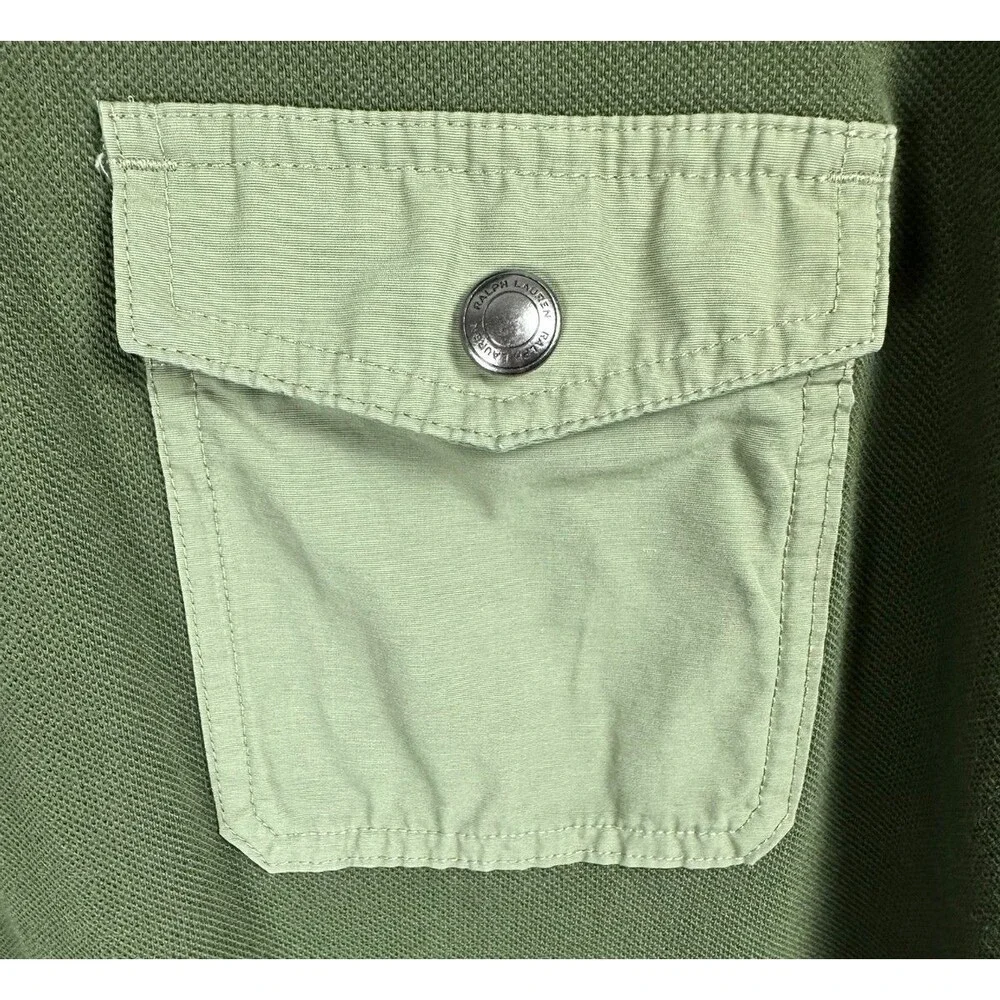 Polo Ralph Lauren Cotton Mesh Pocket Pullover Hoodie XL Olive Green Pony Preppy - Picture 5 of 9